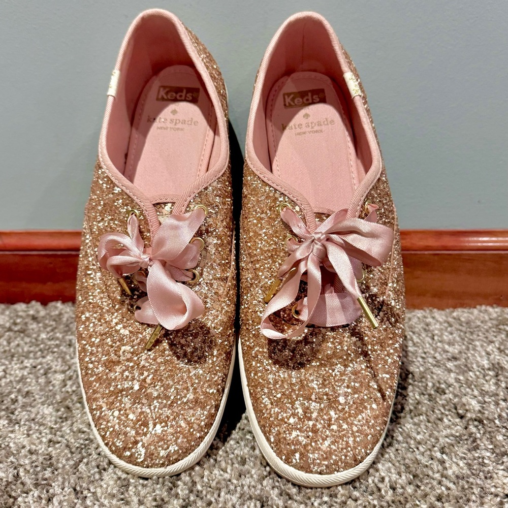 Keds X Kate Spade New York Champion Rose Gold Glitter Sneakers - Picture 3 of 7